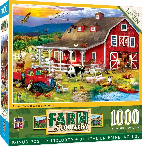 MasterPieces Farm & Country Jigsaw Puzzle - Barnyard Crowd - 1000 Piece - Image 1