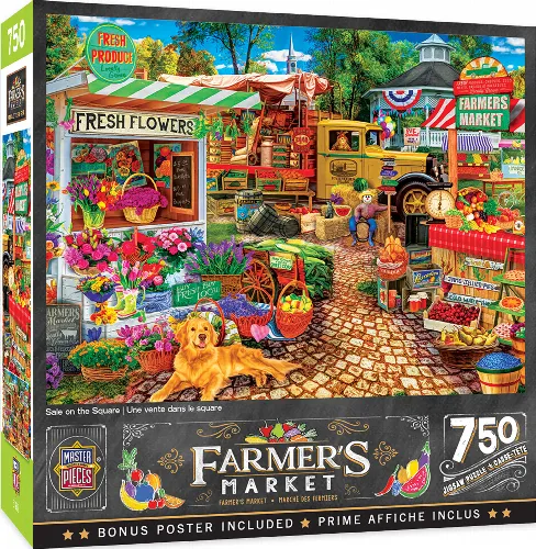 MasterPieces Farmer's Market Jigsaw Puzzle - Sale on the square - 750 Piece - Image 1