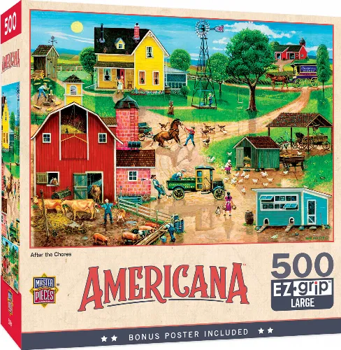 MasterPieces Americana Jigsaw Puzzle - After the Chores - 500 Piece - Image 1
