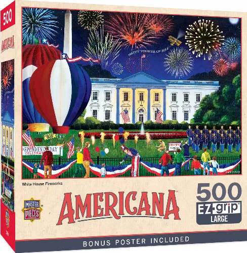 MasterPieces Americana Jigsaw Puzzle - White House Fireworks EZ Grip - 500 Piece - Image 1