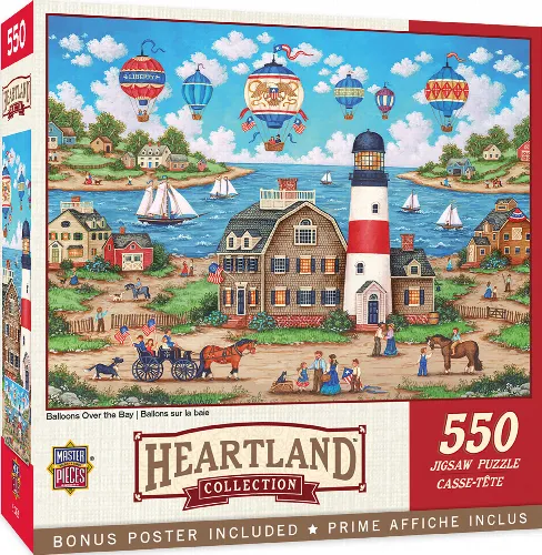 MasterPieces Heartland Jigsaw Puzzle - Balloons Over the Bay - 550 Piece - Image 1