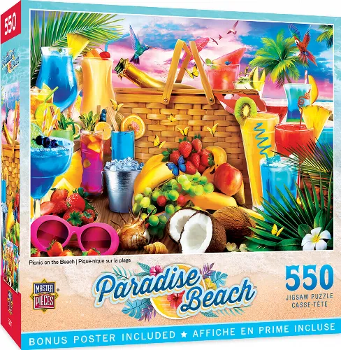 MasterPieces Paradise Beach Jigsaw Puzzle - Picnic on the Beach - 550 Piece - Image 1