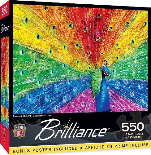 MasterPieces Brilliance Jigsaw Puzzle - Peacock Delight - 550 Piece - Image 1