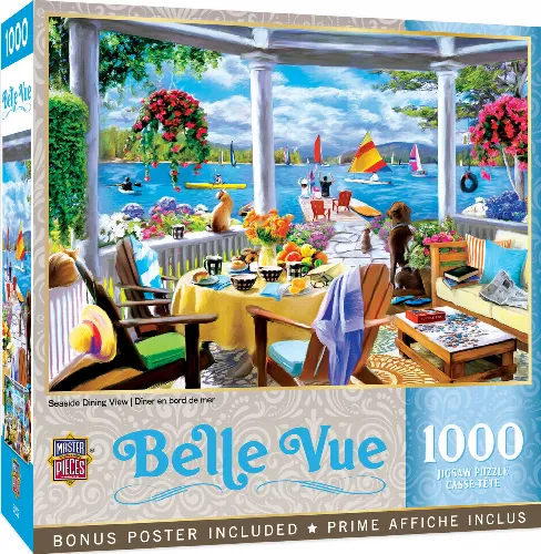 MasterPieces Belle Vue Jigsaw Puzzle - Seaside Dining View - 1000 Piece - Image 1