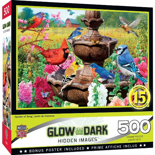 MasterPieces Hidden Images Glow Hidden Images Jigsaw Puzzle - Garden of Song - 500 Piece - Image 1