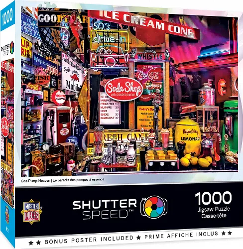 MasterPieces Shutter Speed Jigsaw Puzzle - Gas Pump Heaven - 1000 Piece - Image 1
