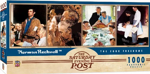 MasterPieces Licensed Panoramic Jigsaw Puzzle - The Four Freedoms Rockwell By Saturday Evening Post - 1000 Piece - Image 1