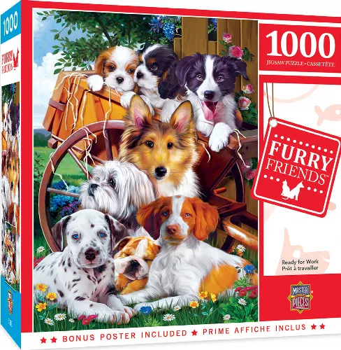 MasterPieces Furry Friends Jigsaw Puzzle - Ready for Work - 1000 Piece - Image 1