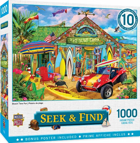 MasterPieces Seek & Find Jigsaw Puzzle - Beach Time Fun - 1000 Piece - Image 1