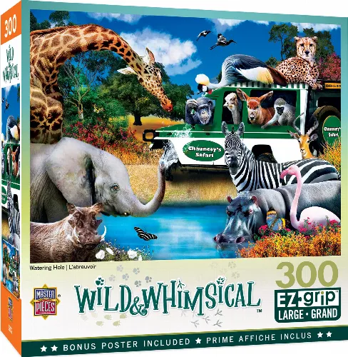 MasterPieces Wild & Whimsical Jigsaw Puzzle - Watering Hole - 300 Piece - Image 1