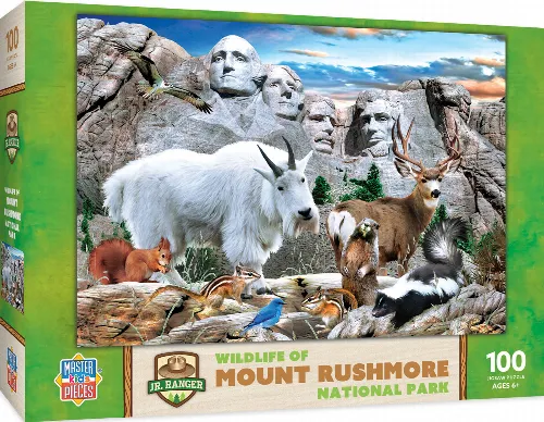 MasterPieces National Parks Right Fit 100 Piece Puzzles National Parks Jigsaw Puzzle - Mount Rushmore Kids - 100 Piece - Image 1