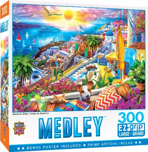 MasterPieces Medley Jigsaw Puzzle - Santorini Sails - 300 Piece - Image 1