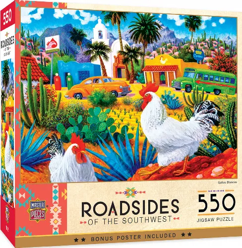 MasterPieces Roadsides of the Southwest Jigsaw Puzzle - Gallos Blancos - 550 Piece - Image 1