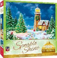 MasterPieces Holiday Glitter Christmas- Gingerbread Lighthouse By Alan Giana - 500 Piece