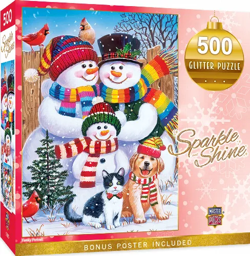 MasterPieces Holiday Glitter Christmas- Family Portrait - 500 Piece - Image 1