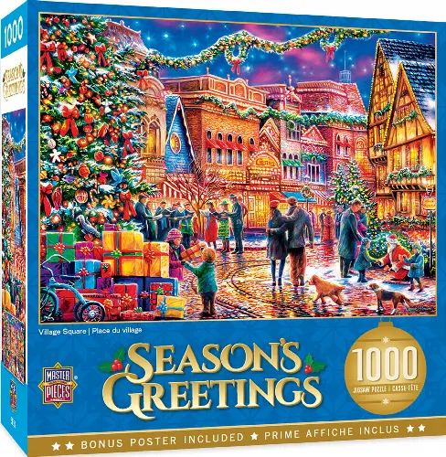 MasterPieces Holiday Christmas Jigsaw Puzzle - Village Square - 1000 Piece - Image 1