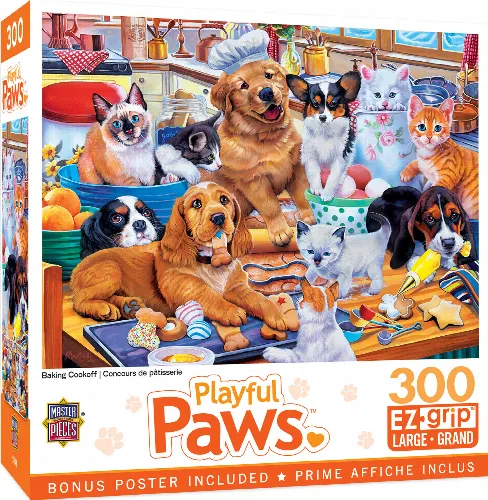 MasterPieces Playful Paws Jigsaw Puzzle - Baking Cookoff - 300 Piece - Image 1