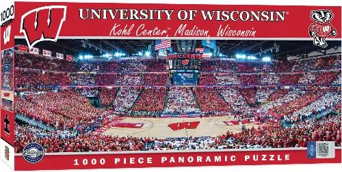 MasterPieces Stadium Panoramic Wisconsin Badgers Basketball Jigsaw Puzzle - Center View - 1000 Piece - Image 1