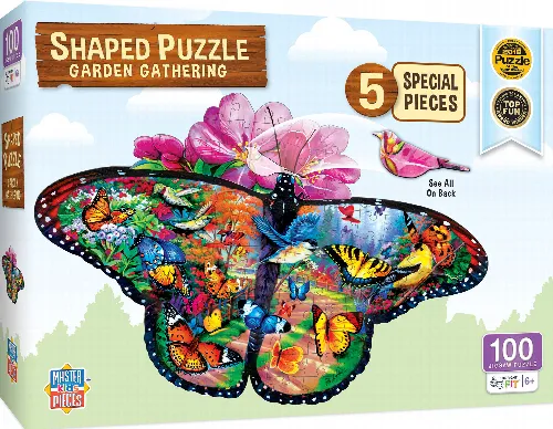 MasterPieces Shaped Jigsaw Puzzle - Garden Gathering Kids - 100 Piece - Image 1