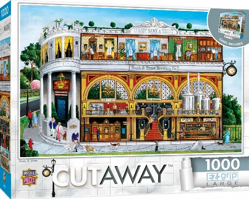 MasterPieces Cutaways Jigsaw Puzzle - Bank & Brew By Art Poulin - 1000 Piece - Image 1