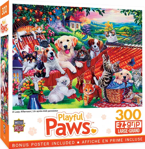 MasterPieces Playful Paws Jigsaw Puzzle - A Lazy Afternoon - 300 Piece - Image 1