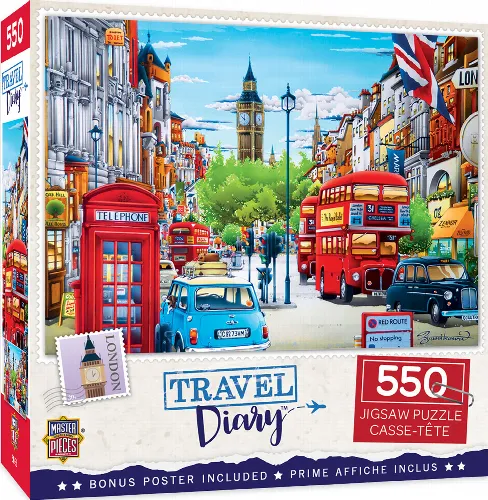 MasterPieces Travel Diary Jigsaw Puzzle - London - 550 Piece - Image 1