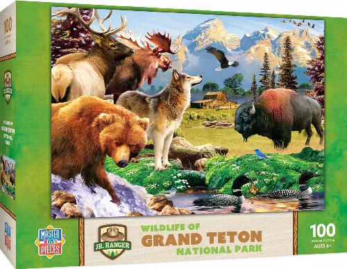 MasterPieces Jr. Ranger National Parks Jigsaw Puzzle - Wildlife Grand Teton Kids - 100 Piece - Image 1