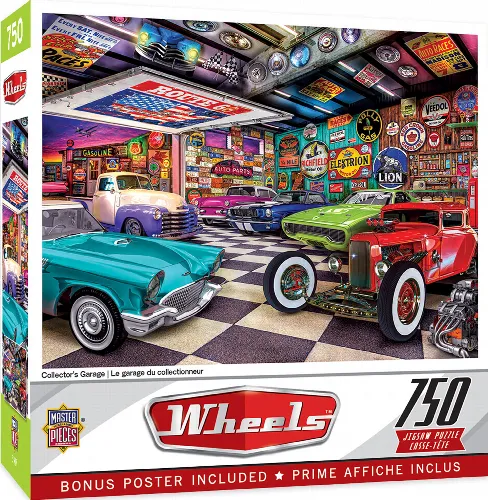 MasterPieces Wheels Jigsaw Puzzle - Collector's Garage - 750 Piece - Image 1