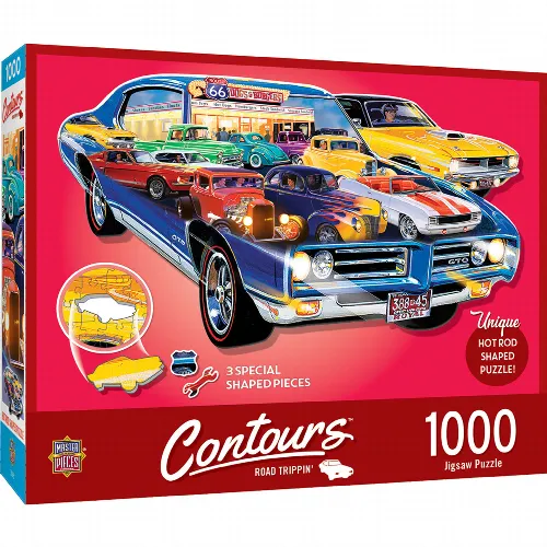 MasterPieces Contours Shaped Jigsaw Puzzle - Road Trippin - 1000 Piece - Image 1