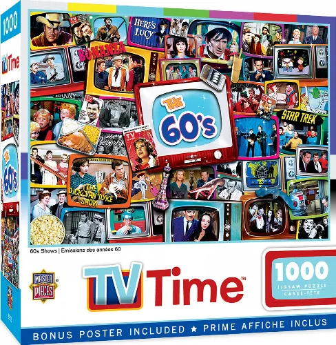 MasterPieces TV Time Jigsaw Puzzle - 60's Shows - 1000 Piece - Image 1