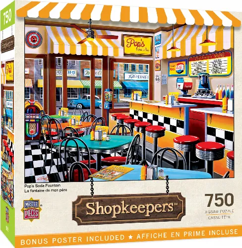 MasterPieces Shopkeepers Jigsaw Puzzle - Pop's Soda Fountain - 750 Piece - Image 1