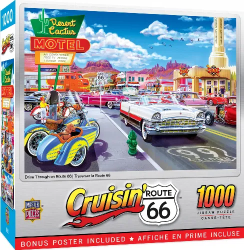 MasterPieces Cruisin' Route 66 Jigsaw Puzzle - Drive Through on Route 66 - 1000 Piece - Image 1