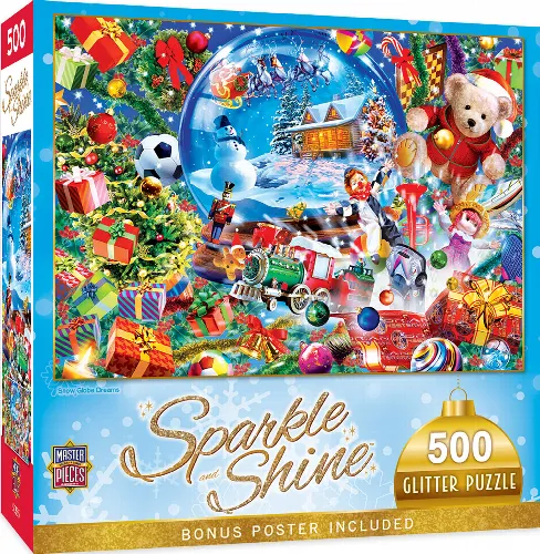MasterPieces Holiday Glitter Jigsaw Puzzle - Snow Globe Dreams - 500 Piece - Image 1