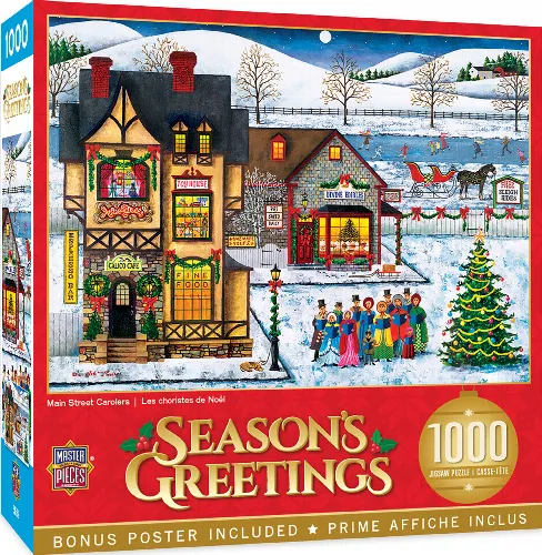 MasterPieces Holiday Christmas Jigsaw Puzzle - Main Street Carolers By Art Poulin - 1000 Piece - Image 1