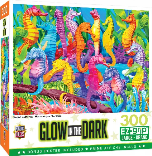 MasterPieces Glow in the Dark Jigsaw Puzzle - Singing Seahorses - 300 Piece - Image 1
