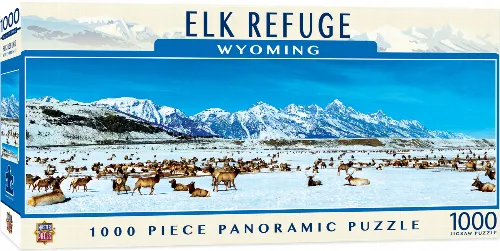 MasterPieces American Vista Panoramic Jigsaw Puzzle - Elk Refuge - 1000 Piece - Image 1