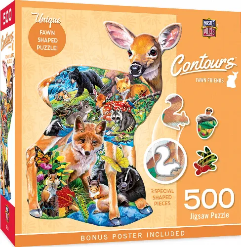 MasterPieces Contours Shaped Jigsaw Puzzle - Fawn Friends - 500 Piece - Image 1