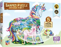 MasterPieces Shaped Jigsaw Puzzle - Unicorn Family Kids - 100 Piece