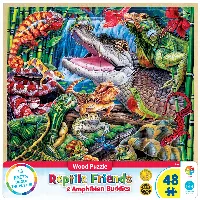 MasterPieces Wood Fun Facts Jigsaw Puzzle - Reptile Friends Kids - 48 Piece