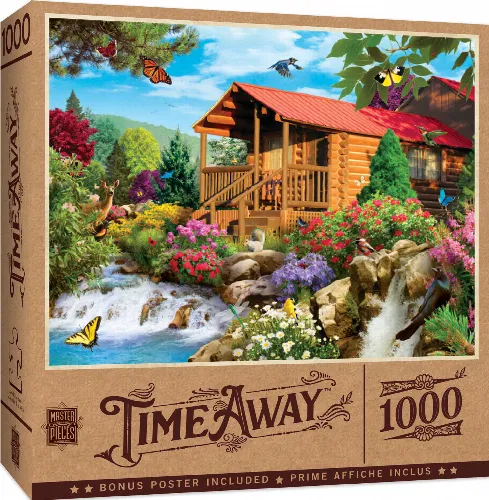 MasterPieces Time Away Jigsaw Puzzle - Cascading Cabin By Alan Giana - 1000 Piece - Image 1