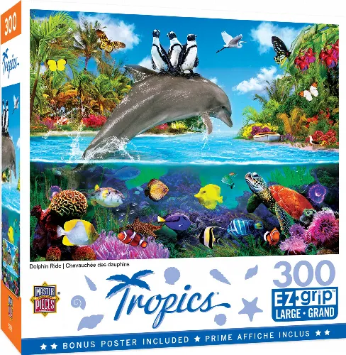 MasterPieces Tropics Tribal Spirit Jigsaw Puzzle - Dolphin Ride - 300 Piece - Image 1