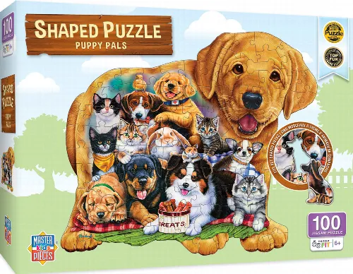 MasterPieces Shaped Jigsaw Puzzle - Pets Pals Kids - 100 Piece - Image 1