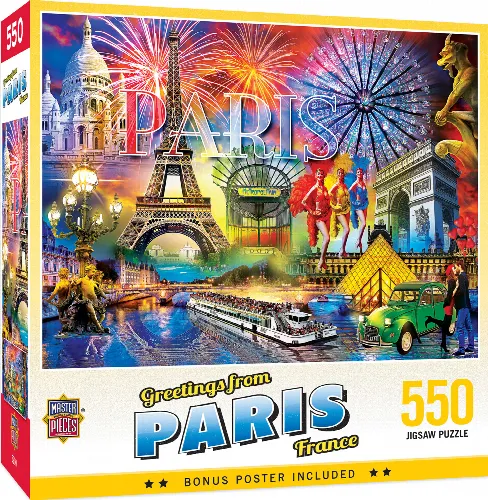 MasterPieces Greetings From Jigsaw Puzzle - Paris - 550 Piece - Image 1