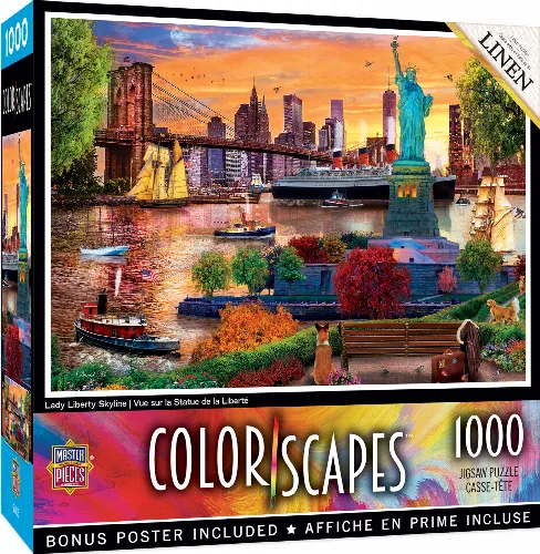 MasterPieces Colorscapes Jigsaw Puzzle - Lady Liberty Skyline - 1000 Piece - Image 1