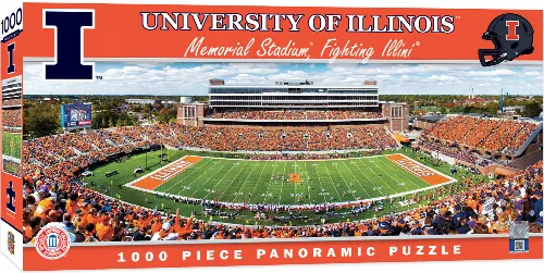 MasterPieces Stadium Panoramic Illinois Fighting Illini Jigsaw Puzzle - Center View - 1000 Piece - Image 1