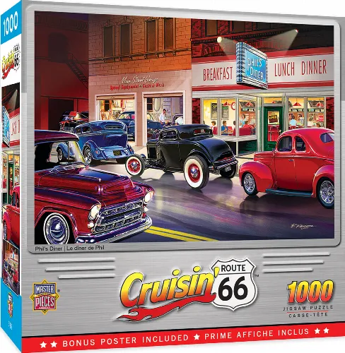 MasterPieces Cruisin' Route 66 Jigsaw Puzzle - Phil's Diner - 1000 Piece - Image 1