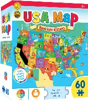MasterPieces Explorers Jigsaw Puzzle - USA Map with State Shaped pieces Kids - 60 Piece