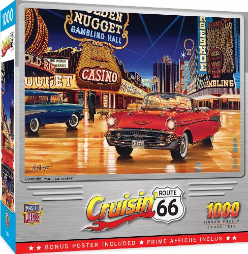 MasterPieces Cruisin' Route 66 Jigsaw Puzzle - Gamblin' Man - 1000 Piece - Image 1