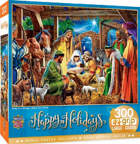 MasterPieces Holiday 300 Piece Puzzles Christmas Jigsaw Puzzle - Away in a Manger - 300 EZ Piece - Image 1