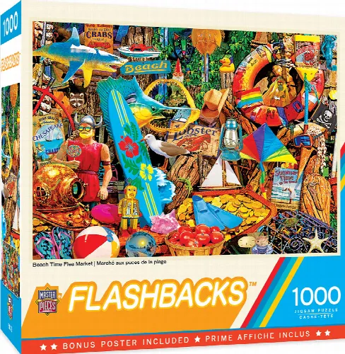 MasterPieces Flashbacks Jigsaw Puzzle - Beach Time Flea Market - 1000 Piece - Image 1